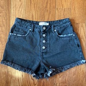 Women’s high waisted black denim shorts